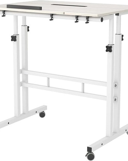 SDHYL 31.5 inches Movable Laptop Desk with Mouse Board Adjustable Height and Angle Anti-Slip Workstation Home Office Desk with Tablet Slot Portable Student Desk, White Maple, S7-ZS-101-2MP-US - LeafyLoom