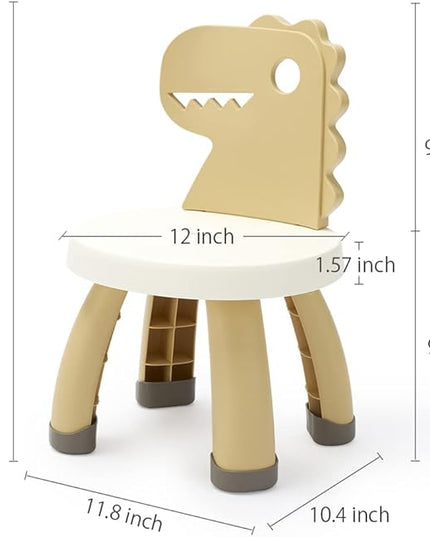 Toddler Chair,Plastic Kids Dino Chair,Sturdy Durable and Lightweight Toddler's Activity Chairs,Anti-Slip Ergonomic Design kids step stool,Indoor or Outdoor Use for Boys Girls Aged 2+ (Yellow) - LeafyLoom