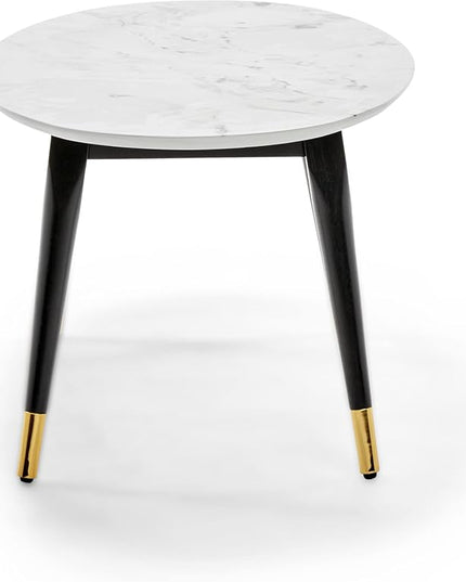 Elle Decor Clemintine Mid-Century Modern Living Room Furniture Collection, Oval Coffee Table, White Marble Print - LeafyLoom