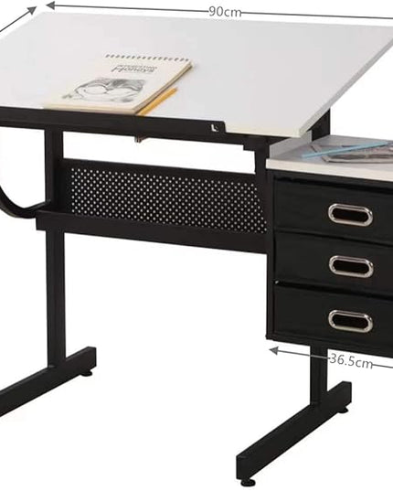 NicBex Laik-DW-00016-DX Desks, 45.67" W x 23.6" D x 29.5" H, White+Black - LeafyLoom