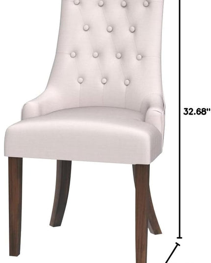 COLAMY Wingback Upholstered Dining Chairs Set of 2, Fabric Side Dining Room Chairs with Tufted Button, Living Room Chairs for Home Kitchen- Beige - LeafyLoom