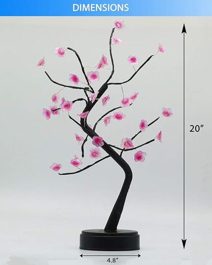 OTAVILEM Bonsai Tree Light, Tree Lamps for Living Room, Cute Night Light for House Decor, Good for Gifts, Home Decorations, Weddings, Christmas and More (Pink Cherry Blossom, 36 LED) - LeafyLoom
