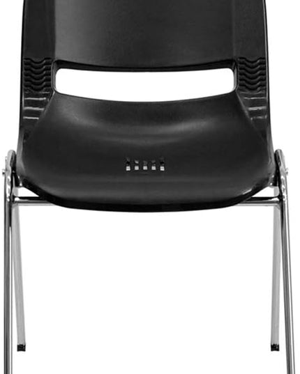 Flash Furniture 5 Pack HERCULES Series 661 lb. Capacity Black Ergonomic Shell Stack Chair with Chrome Frame and 16'' Seat Height - LeafyLoom