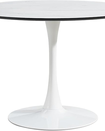 NicBex Dining Table Contemporary Kitchen Table Tulip Dining Table Farmhouse Rustic Mid-Century Round Dining Table for Small Places Round Dining Table, Easy Assembly, White - LeafyLoom