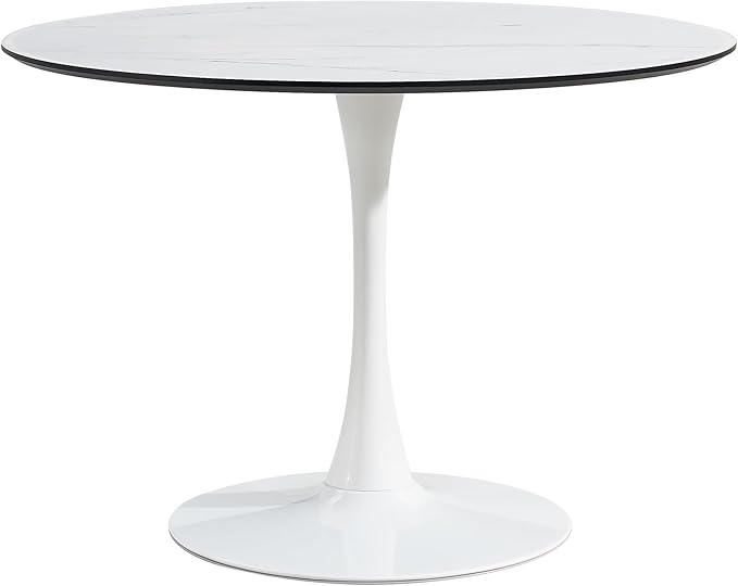 NicBex Dining Table Contemporary Kitchen Table Tulip Dining Table Farmhouse Rustic Mid-Century Round Dining Table for Small Places Round Dining Table, Easy Assembly, White - LeafyLoom