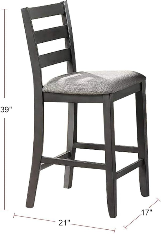 NicBex Small Dining Table Set for 4 Breakfast Nook Table Set Counter Height 5Pc Set Square Dining Table with Shelves Cushion Seat Ladder Back High Chairs Solid Wood, Grey - LeafyLoom