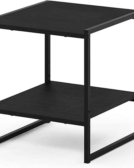 FURINNO Camnus Modern Living 2-Tier End Table, Americano, 15.9 in x 15.75 in x 18 in - LeafyLoom