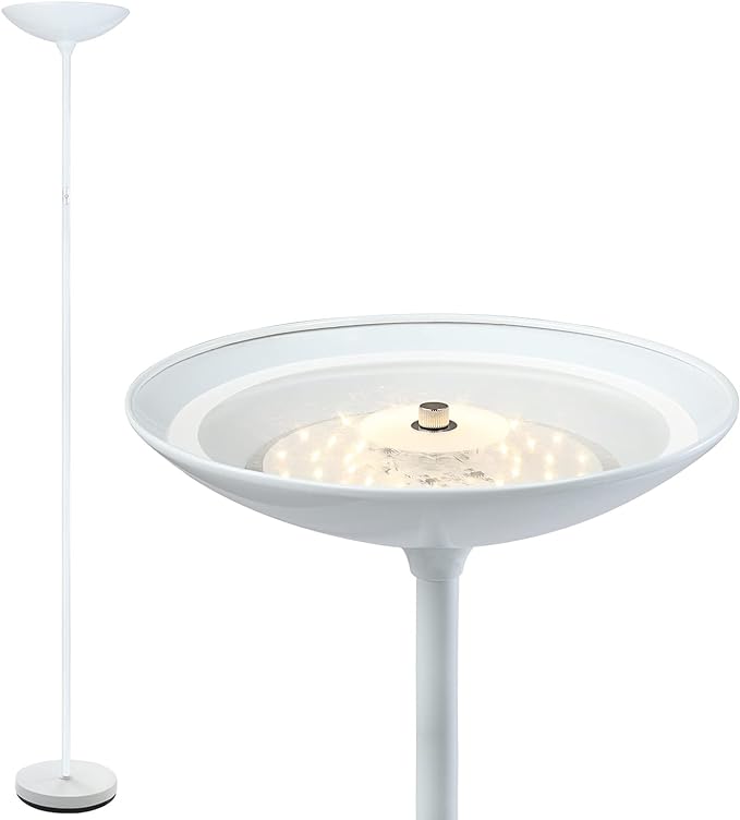 Floor Lamp, 70.5 InchTorchiere Standing Lamp, 20W 2000LM LED Halogen Floor Lamp,Stepless Dimmable, Touch Control, 50000hrs Lifespan, Pale Floor Lamps for Living Room, Standing Lamps for Bedroom, White - LeafyLoom
