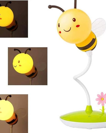 Cute Bumblebee LED Desk Lamp Touch Control Dimming 3 Brightness and 360°Flexible Gooseneck Eye-Care USB Rechargeable Lamp for Teens - LeafyLoom