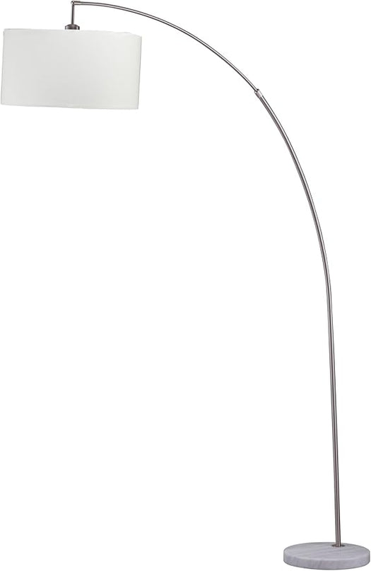 NicBex Floor Lamp,Modern Home Decor Arc Floor Lamp with Hanging White Fabric Drum Shade and Marble Base,Standing Lamp Tall Lamp,Floor Lamps for Living Room,Bedroom and Office,Reading Light,Silver - LeafyLoom