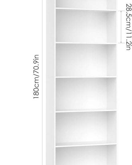 FOTOSOK 6-Tier Open Bookcase and Bookshelf, Freestanding Display Storage Shelves Tall Bookcase for Bedroom, Living Room and Office, White - LeafyLoom