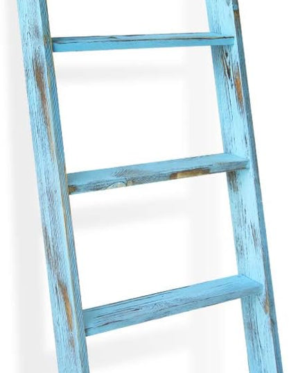 Honest Blanket Ladder for The Living Room, Decorative Wooden Quilt Ladder, 5-Tier Blanket Rack, Farmhouse Decor for Living Room Bedroom Bathroom, Blue - LeafyLoom