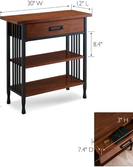 Leick Home SINCE 1912 Ironcraft Foyer Bookcase with Drawer Storage - LeafyLoom