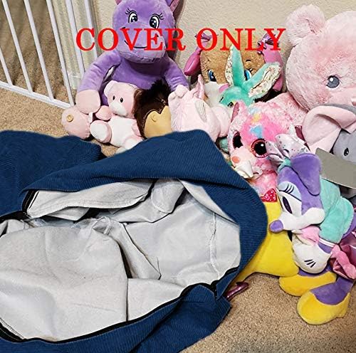 Stuffed Animal Storage Bean Bag Chair Cover for Kids and Adults (No Filler).Soft Premium Corduroy Stuffable Beanbag for Organizing Children Plush Toys or Memory Foam Large 300L(DarkBule) - LeafyLoom