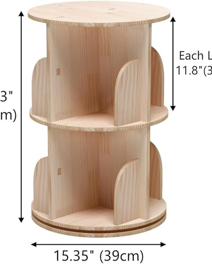 Bookshelf for Kids, 2 Tier 360° Rotating Shelves Bookshelf Organizer, Standing Bookcase Storage Rack, Bookshelves for Preschoolers' Classrooms,Daycare,Bedrooms,Nursery,Playrooms - LeafyLoom