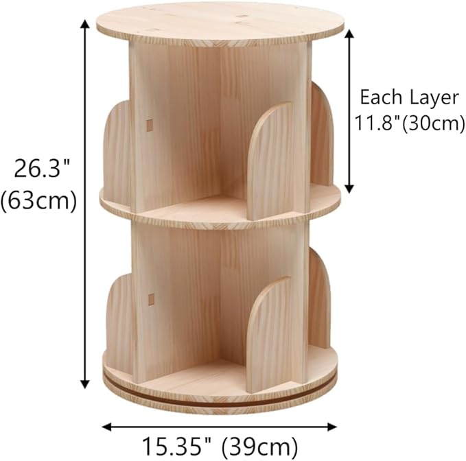 Bookshelf for Kids, 2 Tier 360° Rotating Shelves Bookshelf Organizer, Standing Bookcase Storage Rack, Bookshelves for Preschoolers' Classrooms,Daycare,Bedrooms,Nursery,Playrooms - LeafyLoom