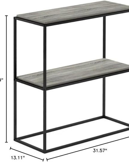 Furinno Moretti Modern Wide Stackable Metal Shelf, French Oak Grey - LeafyLoom