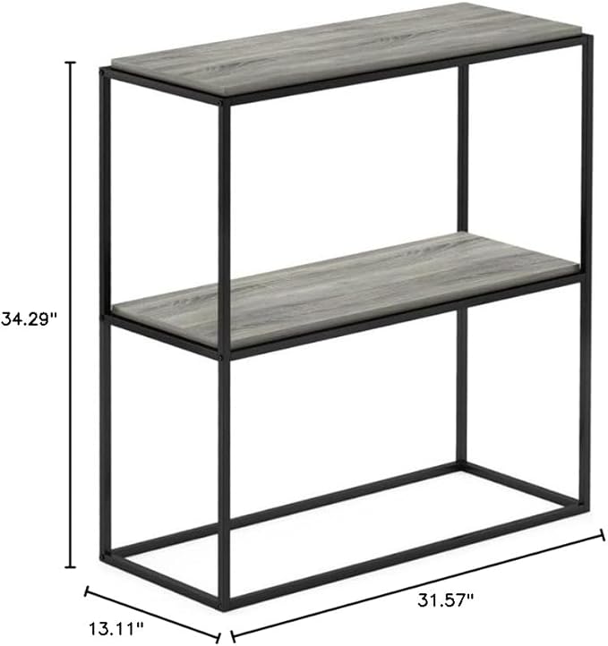 Furinno Moretti Modern Wide Stackable Metal Shelf, French Oak Grey - LeafyLoom