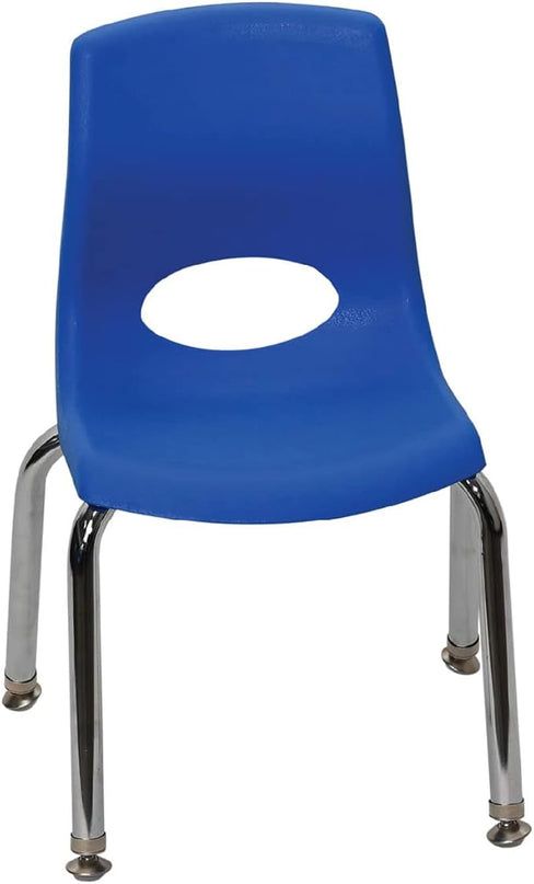 Angeles H, Blue with Chrome Legs, 4 Pack MyPosture Children's Chair, 10-inch - LeafyLoom