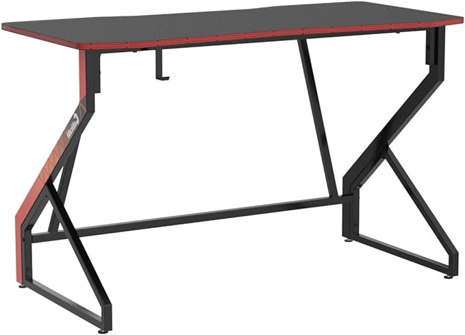 CubiCubi Simple Gaming Desk Z Shaped 40 inch Gamer Workstation, Home Computer Carbon Fiber Surface Gaming Desk PC Table with Headphone Hook - LeafyLoom