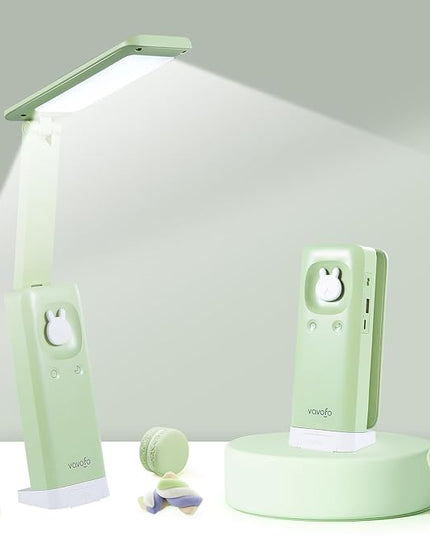 VAVOFO Cordless Desk Lamp, 6000mAh Battery Powered Desk Lamp, Foldable Desk Lamp, Three Color Temperatures, USB C Rechargeable Desk Lamp, Ideal Cute Desk Accessory for Students and Home Offices - LeafyLoom