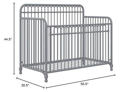 Little Seeds Ivy 3-in-1 Convertible Metal Crib, Dove Gray - LeafyLoom
