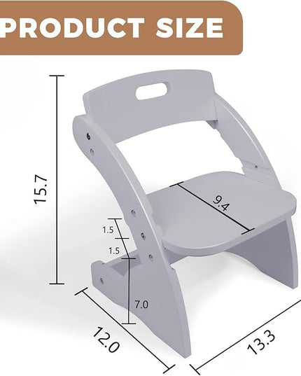 HOUCHCIS Toddler Chair, Wooden Toddler Chair for Kids, Adjustable Kids Chairs for Toddlers, Toddler Chairs and Small Chair, Kids Chair (Grey) - LeafyLoom