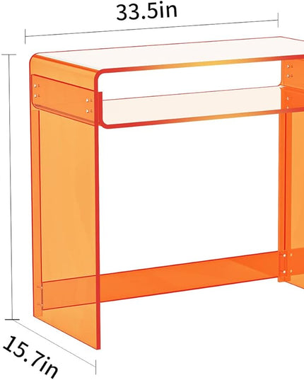 Acrylic Desk Laptop Workstation Study Table Home Office Console Table Entrance Table Decor (Orange) - LeafyLoom