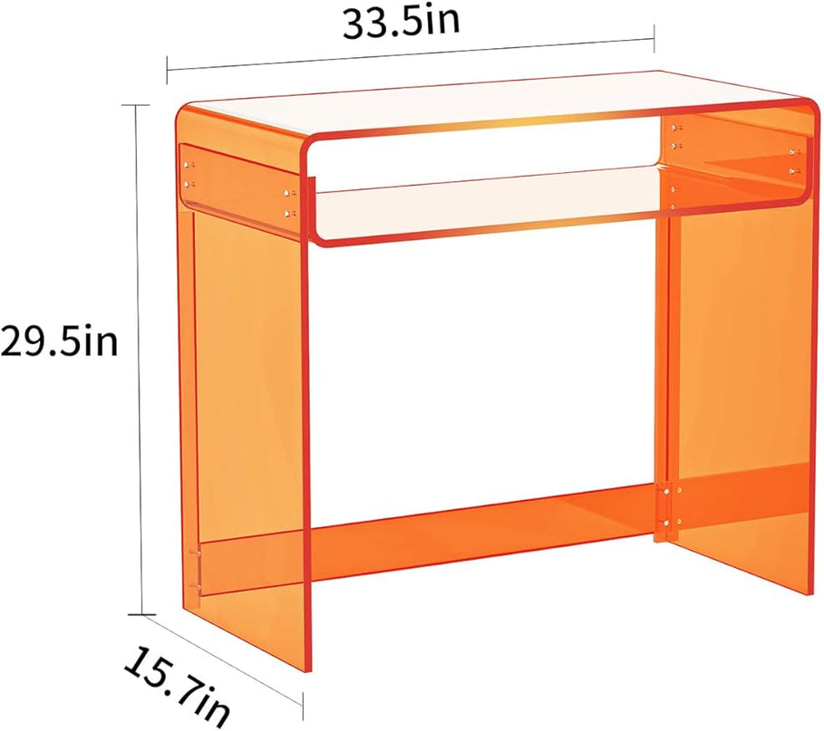Acrylic Desk Laptop Workstation Study Table Home Office Console Table Entrance Table Decor (Orange) - LeafyLoom