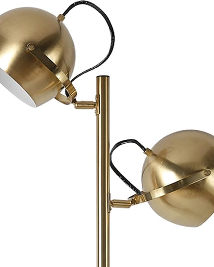 Globe Electric 67515 61" 2-Light Floor, Matte, Adjustable Lamp Heads, in-Line On Off Foot Switch, Miles (Brass) - LeafyLoom