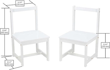 Amazon Basics Solid Wood Kids Activity Chair Set, 23.8-Inch Height - 2-Pack, White - LeafyLoom