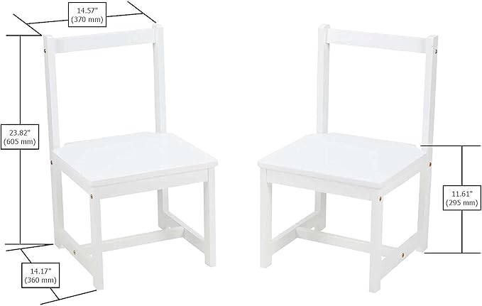 Amazon Basics Solid Wood Kids Activity Chair Set, 23.8-Inch Height - 2-Pack, White - LeafyLoom