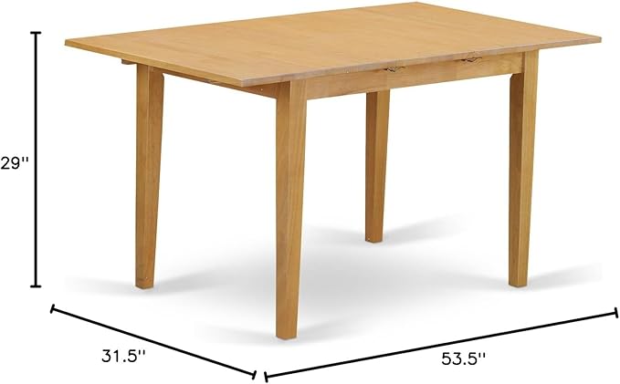 East West Furniture ANFT-OAK-T Norfolk Kitchen Table - a Rectangle Dining Table Top with Butterfly Leaf, 32x54 Inch, OAK - LeafyLoom