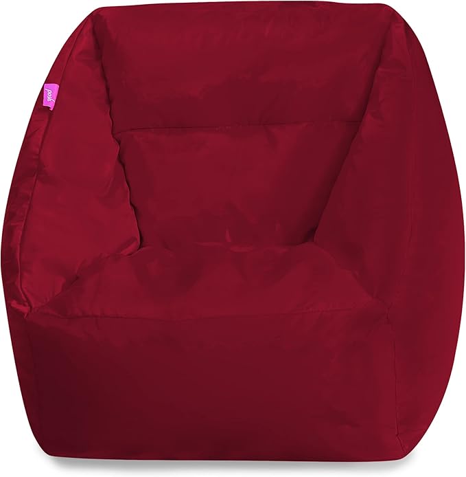 Posh Creations Structured Comfy Bean Bag Chair for Gaming, Reading, and Watching TV, Coronado Chair, Microsuede - Red - LeafyLoom