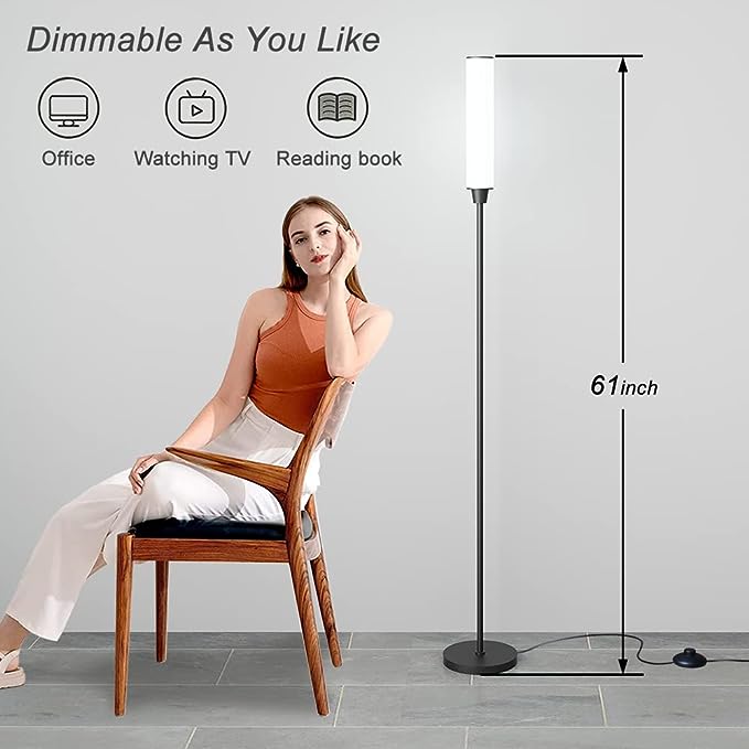 Remote Control Floor lamp,Bright Floor Lamps for Bedroom、Living Room，Stepless Adjustable 3000K-6000K Colors and 10-100% Brightness Remote Control Lamps,Standing Lights for Living Room (Black) - LeafyLoom