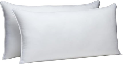 Amazon Basics Down-Alternative Pillows, Soft Density for Stomach and Back Sleepers - 20 x 36 inches, 2-Pack, White - LeafyLoom