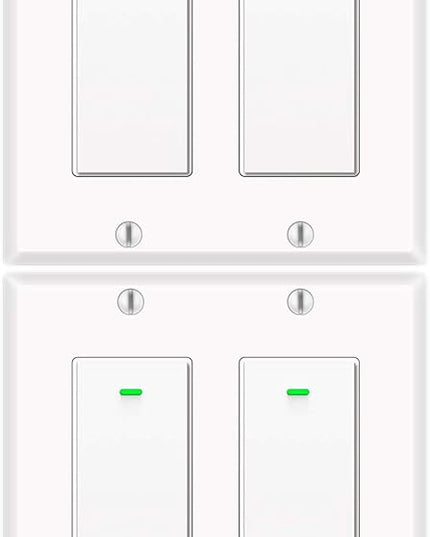 Alexa Light Switch, Double Smart WiFi Light Switches, Smart Switch 2 Gang Compatible with Alexa and Google Home, Neutral Wire Needed, with Remote Control, Timing Schedule, No hub Required (4Pack) bekca