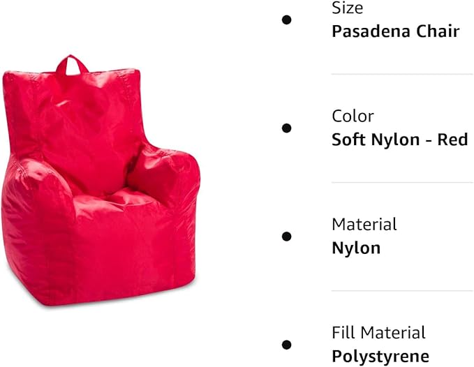 Posh Creations Bean Bag Structured Seat for Toddlers and Kids, Comfy Chair for Children, Pasadena, Red - LeafyLoom