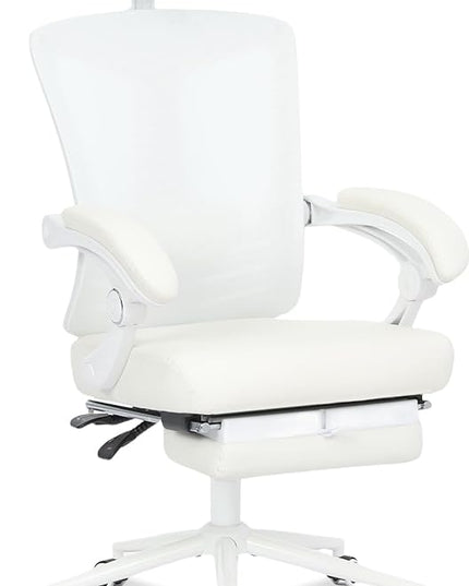 Vonesse Ergonomic Office Chair with Spring Cushion High Back Computer Mesh Office Chair with Footrest Big and Tall Office Chair High Back Home Office Chair for Heavy People Desk Chair White - LeafyLoom