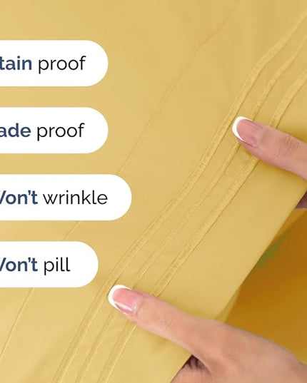 Twin Size 3 Piece Sheet Set - Comfy Breathable & Cooling Sheets - Hotel Luxury Bed Sheets for Women & Men - Deep Pockets, Easy-Fit, Extra Soft & Wrinkle Free Sheets - Yellow Oeko-Tex Bed Sheet Set - LeafyLoom