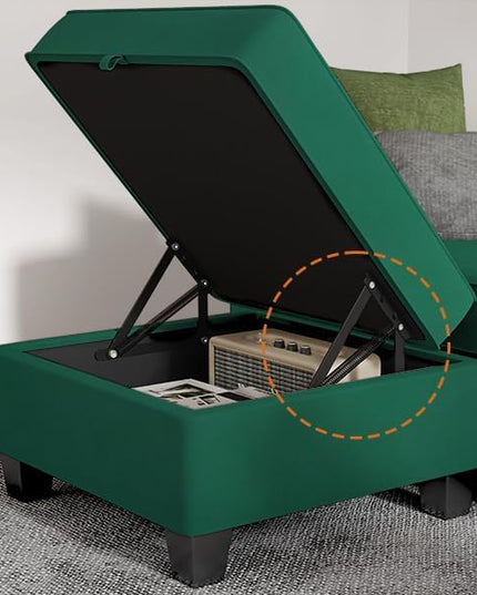 Modular Sectional Sofa, Convertible Sectional Couches for Living Room U Shaped Sectional Sofa Couch with Storage Ottoman, High Supportive 6 Seats Reversible Sectionals 113'' with Chaise, Green - LeafyLoom