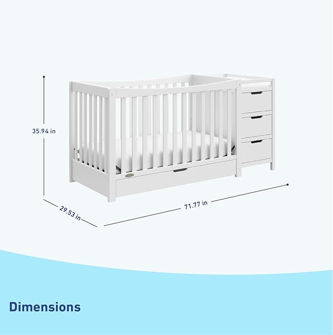 Graco Remi 4-In-1 Convertible Crib & Changer With Drawer (White) – GREENGUARD Gold Certified, Crib And Changing-Table Combo, Includes Changing Pad, Converts To Toddler Bed, Full-Size Bed - LeafyLoom