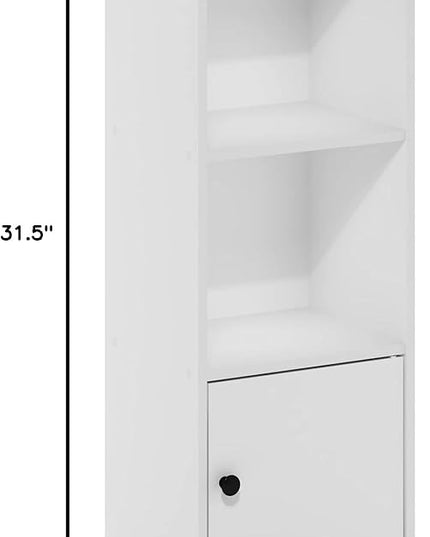 Furinno Luder Shelf Bookcase with 1 Door Storage Cabinet, White - LeafyLoom