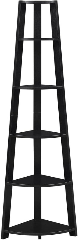 Convenience Concepts Newport 5 Tier Corner Bookcase, Black - LeafyLoom