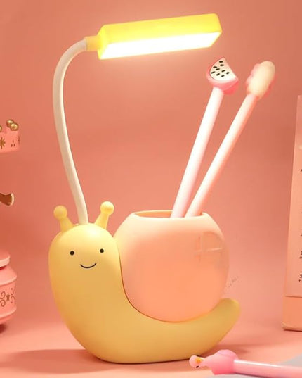 ZYTC LED Desk Lamp Cartoon Snail Adjustable Foldable Reading Lamp Assorted Colors Eye Caring Table Lamp Light with USB Charging Port Built-in Battery for Student Study Work(Yellow) - LeafyLoom