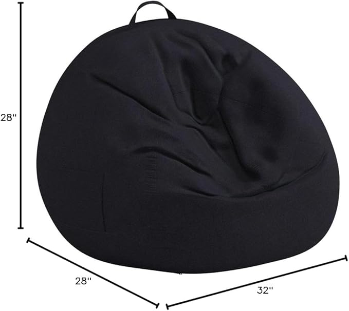 Bean Bag Chair Cover (No Filler) Stuffed Animal Storage for Kids .Soft Premium Corduroy Stuffable Beanbag for Organizing Children Plush Toys or Memory Foam Small 100L (Black) - LeafyLoom