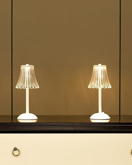 Cordless Table Lamp for Kitchen Home,Table,Dining Room, Gold Rechargeable Lamps, USB Charge 12'' Tall LEDPortable Outdoor Indoor Table Lamp with Dimmer (Flower-White) - LeafyLoom