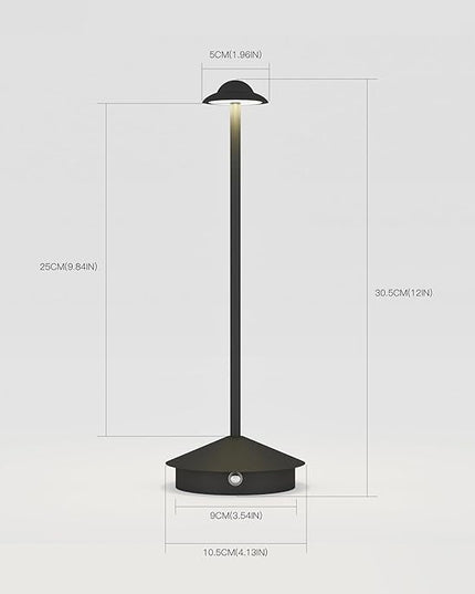 Rechargeable Table Lamp,Cordless Table Lamp,Touch Dimmable Wireless Lamp in Aluminium,5000mAh Battery Desk Lamp for Home/Restaurant/Outside Dining/Dinner/Patio(Black) - LeafyLoom