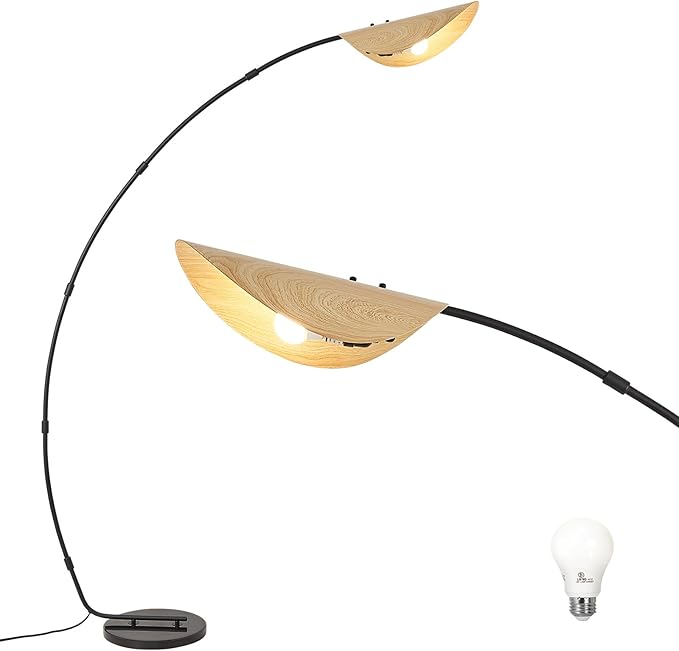 AIDENOEY Arc Floor Lamps for Living Room,Modern Standing Lamp with Leaf Type Lampshade，Over Couch Reading Lamps for Bedroom，Corner Lamp with Foot Switch，Tall Lamp for Home,Office(Bulb Included) - LeafyLoom