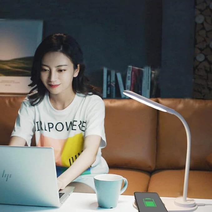 LED Desk Lamp with Wireless Charger, Eye-Protecting Table Lamps with Night Light, USB Charging Port, 3 Color Temperature Modes, Suitable for Home, Office Dimmable Desk Lamp, Bedroom - LeafyLoom